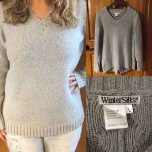 Winter Silks Vintage Cotton & Wool V-neck Sweater